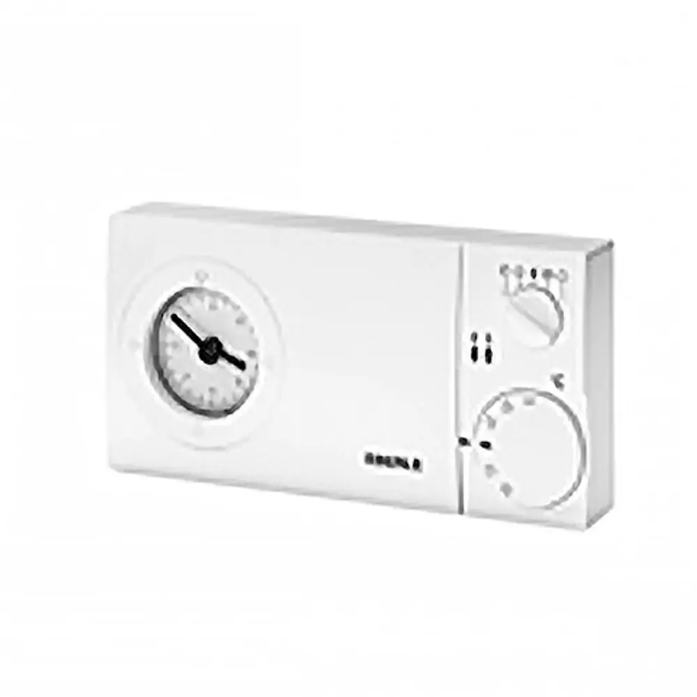 Weißer Raumtemperaturregler von Daikin mit analogem Ziffernblatt und Einstellknöpfen zur Regelung der Temperatur und Zeit.
